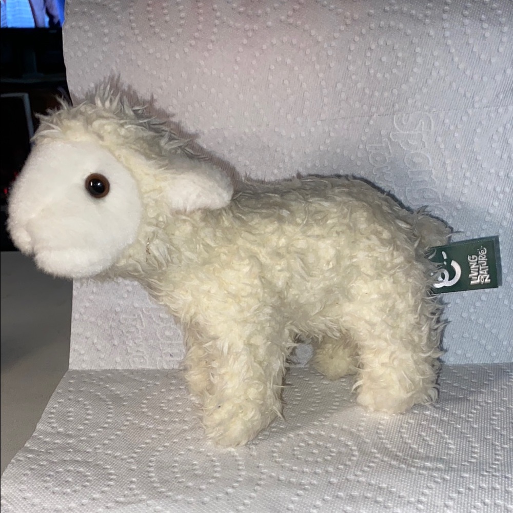 Living Nature Cream Plush Lamb Stuffed Animal Sheep Toy 7”